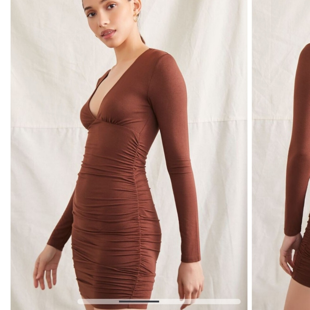 Ruched V beck minidress Large NWT - Picture 6 of 7